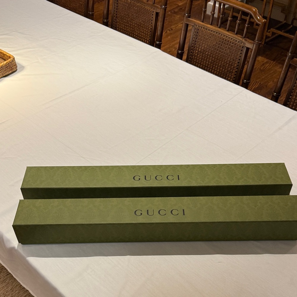 Gucci Olive Green empty wallpaper boxes x 2 cute to display bookshelf/closet